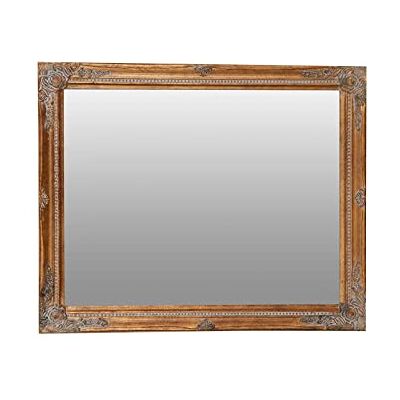 Biscottini Wandspiegel voor badkamer en slaapkamer, 39 x 49 x 5 cm, wandspiegel met haken, gouden spiegel Biscottini Wandspiegel voor badkamer en slaapkamer, 39 x 49 x 5 cm, wandspiegel met haken, gouden spiegel
