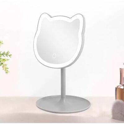DRW Verstelbare badkamerspiegel met LED-verlichting van acryl, wit, 19,5 x 18 x 19,2 cm DRW Verstelbare badkamerspiegel met LED-verlichting van acryl, wit, 19,5 x 18 x 19,2 cm