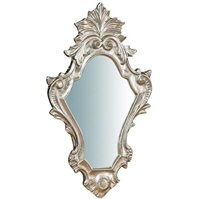 Biscottini Wandspiegel van hout, 41 x 3 x 25 cm, Made in Italy, antiek bladzilver Biscottini Wandspiegel van hout, 41 x 3 x 25 cm, Made in Italy, antiek bladzilver