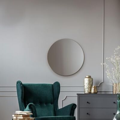MirrorOutlet Ronde ronde frameloze afgeschuinde wandspiegel: 60 cm elegante wandgemonteerde ronde spiegel MirrorOutlet Ronde ronde frameloze afgeschuinde wandspiegel: 60 cm elegante wandgemonteerde ronde spiegel