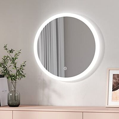 EMKE Badkamerspiegel met led, rond, 60 cm, met aanraakschakelaar + 3 lichttypes, warmwit/koud wit/neutraal EMKE Badkamerspiegel met led, rond, 60 cm, met aanraakschakelaar + 3 lichttypes, warmwit/koud wit/neutraal