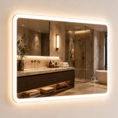 Relaxdays badkamerspiegel, 40 x 60 cm, dimbare LED-spiegel, glas 3 lichttemperaturen, IP44, wandmontage, rechthoekig Relaxdays badkamerspiegel, 40 x 60 cm, dimbare LED-spiegel, glas 3 lichttemperaturen, IP44, wandmontage, rechthoekig