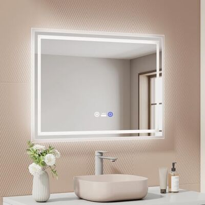 EMKE Badkamerspiegel met verlichting 70 x 50 cm, led-spiegel met bewegingssensor, anti-condens, 3 dimbare lichtkleuren, automatische uitschakeling na 1 uur, IP44, badkamerspiegel EMKE Badkamerspiegel met verlichting 70 x 50 cm, led-spiegel met bewegingssensor, anti-condens, 3 dimbare lichtkleuren, automatische uitschakeling na 1 uur, IP44, badkamerspiegel