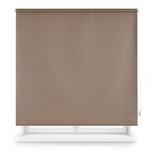 ECOMMERC3 Verduisteringsrolgordijn, premium formaat, 90 x 220 cm, verduisteringsrolgordijn, stofmaat 87 x 215 cm, bruin