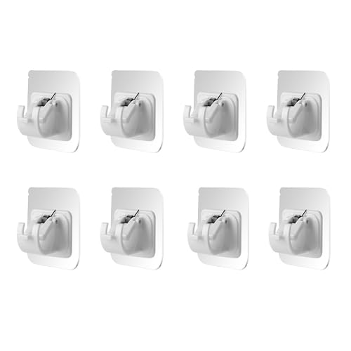 JHOIINBCV 8 stuks gordijnroedebeugels zonder boren, nagelvrij, verstelbare gordijnroedehaken, zonder boren, zelfklevende gordijnroedehouders, gordijnroedehaken voor badkamer, slaapkamer, woonkamer, keuken en