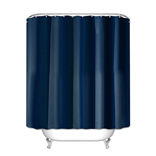 GLOYETIS Badkamer gordijnen, douchegordijnen Polyester douchegordijn, effen kleur badkamer douchegordijn doek douchegordijn met haak douchegordijn (kleur: bruin, maat: 180 * 180cm) (Color : Dark Blue, Size :