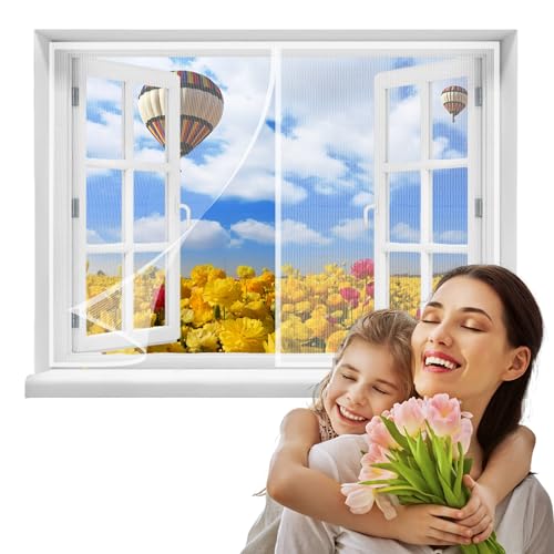DteDty raam muskietennetten,145x105cmStille horraam, past op alle raammaten zoals schuifraamen, openslaande raamen, zomerventilatie（wit）