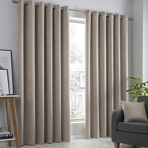 Fusion Beige gordijnen 228 x 183 cm (b x l) voor woonkamer, slaapkamer, gordijnen met ringen, thermische gordijnen, 2 panelen voor huis en raam, taupe gordijnen, natuurlijke gordijnen, crème gordijnen