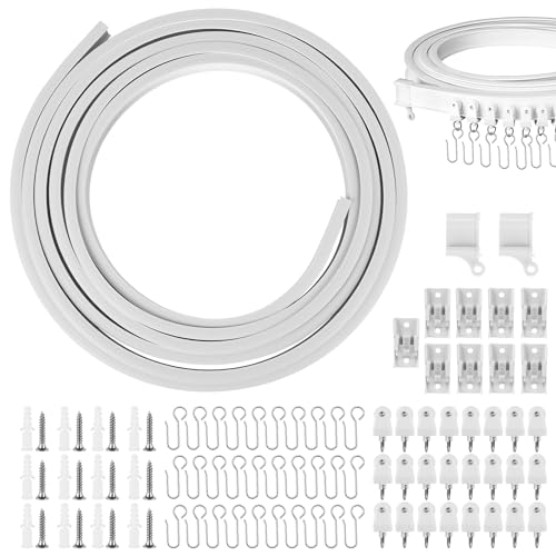 SUNOYA Flexibele gordijnrail, 5 m buigbare plafondgordijnrail, plafondgordijnrail, gebogen gordijnrail, plafondrail, flexibele gordijnrail voor gordijnen, ruimteverdeler, balkon, kantoor