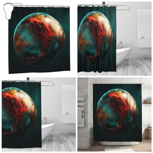 VducK Douchegordijn 183 x 183 cm Douchegordijnen voor badkamer moderne microvezel badgordijnen machine marmeren bal wasbaar douchegordijn set voor bad douche raam