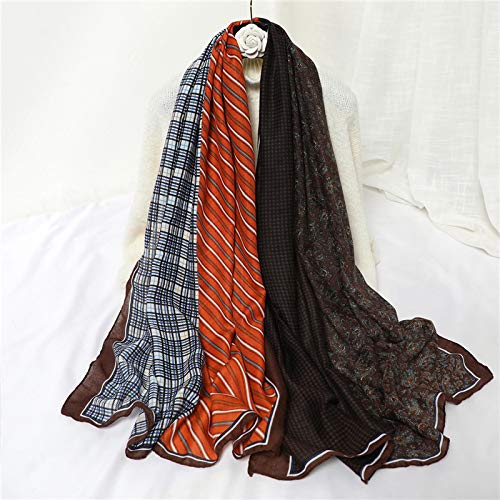 FBFG women sjaal plaid print katoenen hijaabs sjaals voor dames sjaals en wraps pashmina stola 180x90 cm M10-1