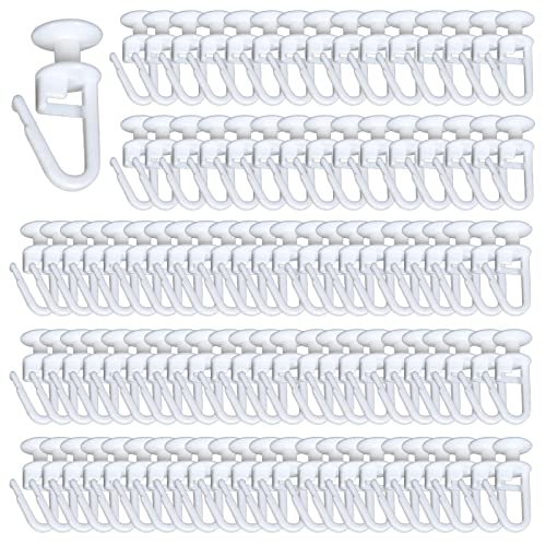 XCVCVB 100 Stuks Gordijnrails Kunststof Gordijnglijders Gordijnhaken Rails Platte Kop Gordijnrails Gordijnrollen Geschikt Voor Gordijnrailhaken Met Een Binnendiameter Van de Rails Groter Dan 11mm(Wit)