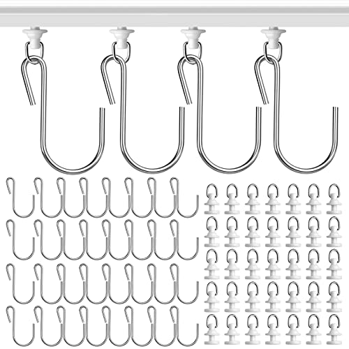 Sinofort 80 stuks oogglijders voor gordijnrails, gordijnhaken voor rails, haken, douchegordijn, rollen douchegordijnrail met 40 haken en 40 glijdende voor gordijnen en gordijnroedes