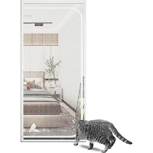 BOTIZR Gaasdeur for katten, vliegenhordeur met ritssluiting 90 cm x 210 cm, insectenhordeur, magnetisch gordijn, vliegenhor, klamboe for balkondeur, kelderdeur, woonkamer-patiodeur (Color : B, Size : 90x21