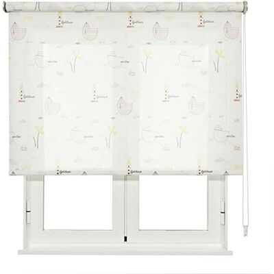 VIEWTEX Transparant rolgordijn voor kinderen, motief: Sailor, wit, 105 x 250 cm, voor deuren en ramen, gemaakt in Spanje, 5 jaar garantie VIEWTEX Transparant rolgordijn voor kinderen, motief: Sailor, wit, 105 x 250 cm, voor deuren en ramen, gemaakt in Spanje, 5 jaar garantie