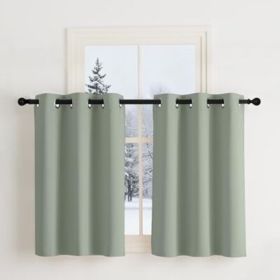 NICETOWN Vitrage, kinderkamer, set van 2, H 90 x B 107 cm, gordijn, saliegroen, gordijnen met inslagringen, korte keukengordijnen, moderne thermische gordijnen, ondoorzichtig, korte NICETOWN Vitrage, kinderkamer, set van 2, H 90 x B 107 cm, gordijn, saliegroen, gordijnen met inslagringen, korte keukengordijnen, moderne thermische gordijnen, ondoorzichtig, korte