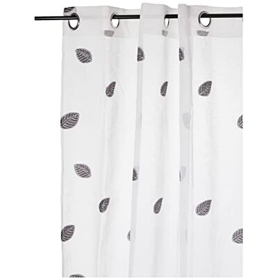 Homemaison gordijn, geborduurd, bladeren, polyester, grijs, 260 x 140 cm Homemaison gordijn, geborduurd, bladeren, polyester, grijs, 260 x 140 cm