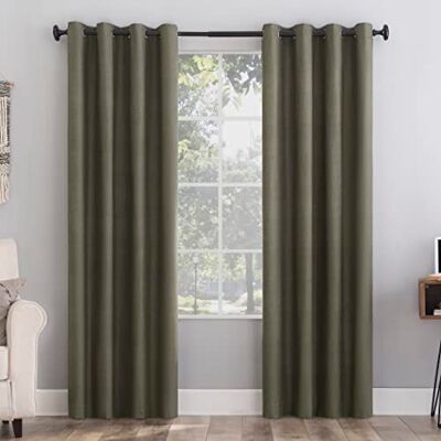 Sun Zero Columbia 2-pack thermische energiebesparing totale verduisterende doorvoertule gordijnpaneel paar, 50" x 63", olijf Sun Zero Columbia 2-pack thermische energiebesparing totale verduisterende doorvoertule gordijnpaneel paar, 50" x 63", olijf