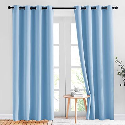 NICETOWN Hemelsblauwe verduisterende gordijnen woondecoratie raambekleding ring top verduisterende gordijnen gordijnen voor woonkamer (2 panelen, 132 x 214, blauw) NICETOWN Hemelsblauwe verduisterende gordijnen woondecoratie raambekleding ring top verduisterende gordijnen gordijnen voor woonkamer (2 panelen, 132 x 214, blauw)