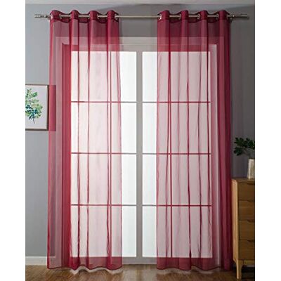 Gardinenbox Set van 2 ingestanste ringen, transparant, voor woonkamer, voile, loodband, H x B 175 x 140 cm, bordeaux, 203322 Gardinenbox Set van 2 ingestanste ringen, transparant, voor woonkamer, voile, loodband, H x B 175 x 140 cm, bordeaux, 203322