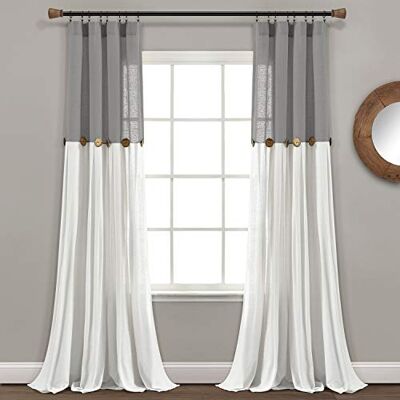 Lush Decor Linnen Knoop Gordijnpaneel, Single, 101 cm B x 213 cm L, Donkergrijs & Wit Landelijke Gordijnen Rustieke Decor Kleurblok Moderne Boerderij Gordijnen Voor Woonkamer, Slaapkamer Lush Decor Linnen Knoop Gordijnpaneel, Single, 101 cm B x 213 cm L, Donkergrijs & Wit Landelijke Gordijnen Rustieke Decor Kleurblok Moderne Boerderij Gordijnen Voor Woonkamer, Slaapkamer