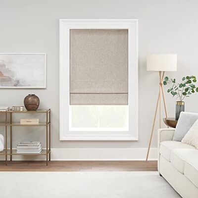 Eclipse Drew ruisonderdrukkende verduisterende draadloze gevoerde venster Romeinse schaduw voor woonkamer, 27" x 64", linnen Eclipse Drew ruisonderdrukkende verduisterende draadloze gevoerde venster Romeinse schaduw voor woonkamer, 27" x 64", linnen