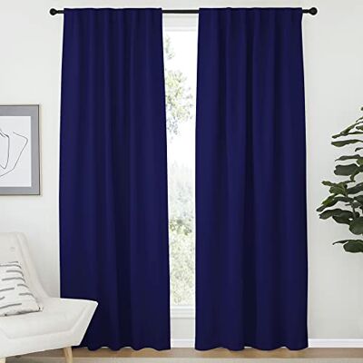 NICETOWN Verticale jaloezieën raamgordijnpanelen (marineblauwe kleur) 132 bij 213 cm, set van 2 panelen, energiebesparende verduisterende gordijnen voor kinderkamer NICETOWN Verticale jaloezieën raamgordijnpanelen (marineblauwe kleur) 132 bij 213 cm, set van 2 panelen, energiebesparende verduisterende gordijnen voor kinderkamer
