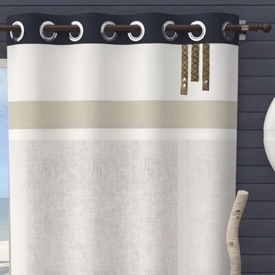 Soleil d'ocre , katoenen voile-gordijn met oogjes, 135 x 250 cm, maritieme sfeer Soleil d'ocre , katoenen voile-gordijn met oogjes, 135 x 250 cm, maritieme sfeer