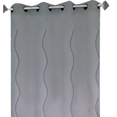 Homemaison Home Maison HM698860129 Gordijn Shantung, golfvormig geborduurd met kleine stippen, 140 x 260 cm, grijs Homemaison Home Maison HM698860129 Gordijn Shantung, golfvormig geborduurd met kleine stippen, 140 x 260 cm, grijs