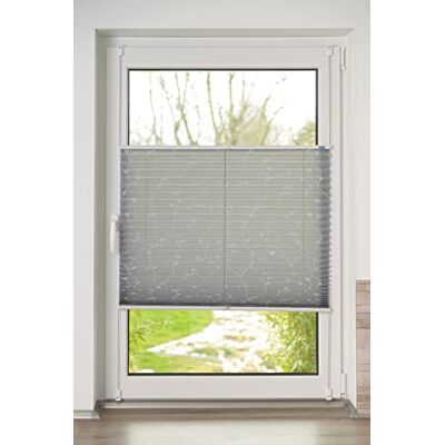 Khome K-Home Klemmfix-plissé, Elba bedrukt grijs, 60 x 130 cm (B x L) modern Khome K-Home Klemmfix-plissé, Elba bedrukt grijs, 60 x 130 cm (B x L) modern