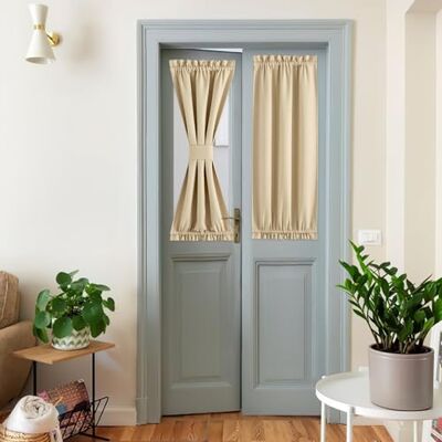 NICETOWN Franse deurgordijnen voor klein raam, roedezak kort voorzijlichtgordijn, thermisch geïsoleerde keukendeurbekleding klein voor badkamer, 1 paneel (havermout, 63,5 x 101,6 cm) NICETOWN Franse deurgordijnen voor klein raam, roedezak kort voorzijlichtgordijn, thermisch geïsoleerde keukendeurbekleding klein voor badkamer, 1 paneel (havermout, 63,5 x 101,6 cm)