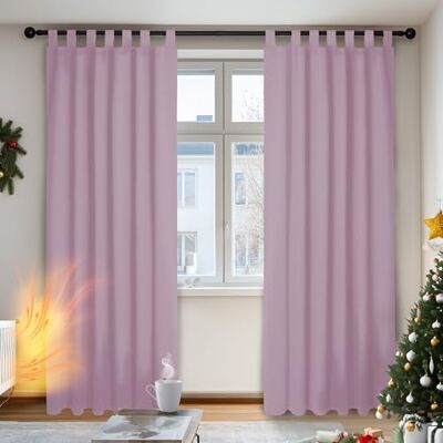 Deconovo Luchtige gordijnen, thermische panelen, polyester gordijnen voor slaapkamer, kinderkamer, 140 x 245 cm (b x h), lichtroze, 2 stuks Deconovo Luchtige gordijnen, thermische panelen, polyester gordijnen voor slaapkamer, kinderkamer, 140 x 245 cm (b x h), lichtroze, 2 stuks