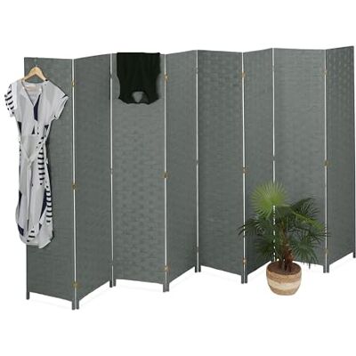 Relaxdays kamerscherm, HxB: 170 x 320 cm, opvouwbaar kamerscherm, wit 8-delig kamerscherm, hout & papiertouw Relaxdays kamerscherm, HxB: 170 x 320 cm, opvouwbaar kamerscherm, wit 8-delig kamerscherm, hout & papiertouw