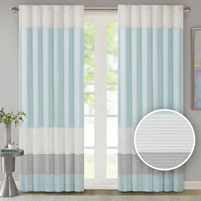 Madison Park Amherst Faux Silk Rod Zakgordijn met inkijkvoering voor woonkamer, raamgordijnen voor slaapkamer en slaapzaal, 50x84, Aqua Madison Park Amherst Faux Silk Rod Zakgordijn met inkijkvoering voor woonkamer, raamgordijnen voor slaapkamer en slaapzaal, 50x84, Aqua
