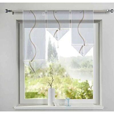 Gardinenbox Vitrage set van 3 raamhangers taupe HxB 40-60-80x30 cm driehoek sluiting kwast met verzwaringsstang, 202200 Gardinenbox Vitrage set van 3 raamhangers taupe HxB 40-60-80x30 cm driehoek sluiting kwast met verzwaringsstang, 202200