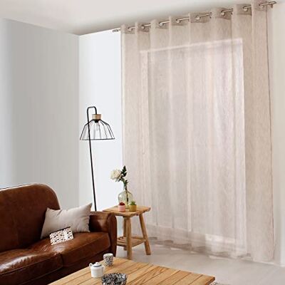 Enjoy Home Maya-gordijn, 16 ogen, zilverkleurig, diameter 4 cm, linnen-effect, 100% polyester, natuurlijke kleuren, 300 x 240 cm Enjoy Home Maya-gordijn, 16 ogen, zilverkleurig, diameter 4 cm, linnen-effect, 100% polyester, natuurlijke kleuren, 300 x 240 cm