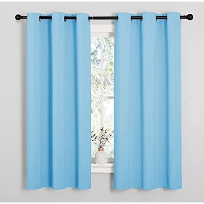 NICETOWN Home Fashion thermisch geïsoleerde massieve doorvoertule verduisterende gordijnpanelen voor slaapkamer (1 paar, 42 inch breed bij 63 inch lang, blauw) NICETOWN Home Fashion thermisch geïsoleerde massieve doorvoertule verduisterende gordijnpanelen voor slaapkamer (1 paar, 42 inch breed bij 63 inch lang, blauw)