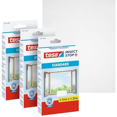 tesa INSECT STOP Klittenband Vliegenhor 3x 110 x 130 cm Wit 3-delige op maat te knippen insectenwering voor ramen zonder boren, muggenwering met zelfklevend klittenband wasbaar tesa INSECT STOP Klittenband Vliegenhor 3x 110 x 130 cm Wit 3-delige op maat te knippen insectenwering voor ramen zonder boren, muggenwering met zelfklevend klittenband wasbaar