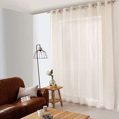 Enjoy Home Maya-gordijn, 16 ogen, zilverkleurig, diameter 4 cm, linnen-effect, 100% polyester, kleur: ecru, 300 x 240 cm Enjoy Home Maya-gordijn, 16 ogen, zilverkleurig, diameter 4 cm, linnen-effect, 100% polyester, kleur: ecru, 300 x 240 cm