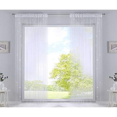 Gardinenbox Set van 2 draadgordijnen, H x B 250 x 140 cm, wit Lurex met trekkoord en ingenaaide plooiband, geschikt voor gordijnroedes en gordijnrails, draadgordijnen, ruimteverdeler, 20303CN2 Gardinenbox Set van 2 draadgordijnen, H x B 250 x 140 cm, wit Lurex met trekkoord en ingenaaide plooiband, geschikt voor gordijnroedes en gordijnrails, draadgordijnen, ruimteverdeler, 20303CN2