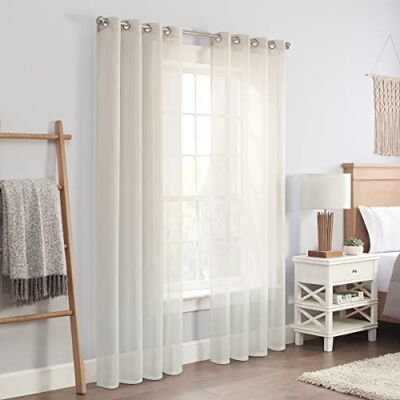 Eclipse Ines Gedrukt Ombre Getextureerde Licht Filtering Tule Gordijnen voor Slaapkamer (2 Panelen), 52" x 95", Ivoor Eclipse Ines Gedrukt Ombre Getextureerde Licht Filtering Tule Gordijnen voor Slaapkamer (2 Panelen), 52" x 95", Ivoor