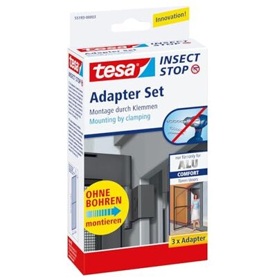 tesa INSECT STOP Adapterset voor Aluminium Hordeuren Wit Voor montage van Insect Stop-insectenhorren zonder boren voor deur- en raamkozijnen van 13 tot 20 mm tesa INSECT STOP Adapterset voor Aluminium Hordeuren Wit Voor montage van Insect Stop-insectenhorren zonder boren voor deur- en raamkozijnen van 13 tot 20 mm