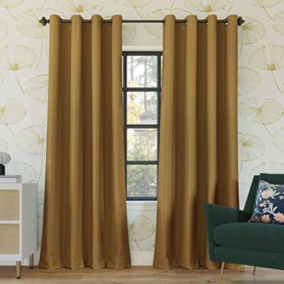 Sun Zero Nordic 2-pack 2-pack theater grade extreme totale verduisterende doorvoertule gordijnpaneel paar, 52" x 96", goud Sun Zero Nordic 2-pack 2-pack theater grade extreme totale verduisterende doorvoertule gordijnpaneel paar, 52" x 96", goud