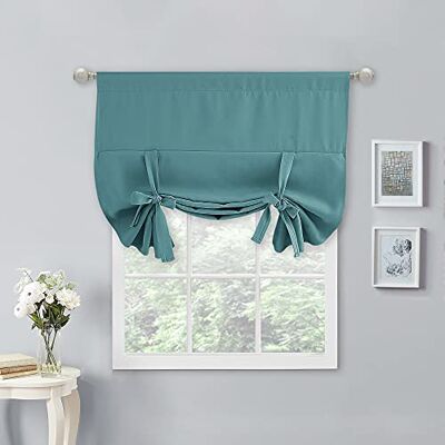 NICETOWN Verduisterend Romeins Gordijn Kamer Verduistering Tie Up Shades Thermisch Geïsoleerde Ballon Raambehandeling Shades voor Cafe/Kantoor/Kerst Decor (1 Panel, Sea Teal, 101,6 cm B x 137 cm L) NICETOWN Verduisterend Romeins Gordijn Kamer Verduistering Tie Up Shades Thermisch Geïsoleerde Ballon Raambehandeling Shades voor Cafe/Kantoor/Kerst Decor (1 Panel, Sea Teal, 101,6 cm B x 137 cm L)