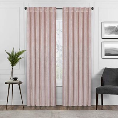 Eclipse Harper Fluwelen Rod Pocket Gordijnen voor Slaapkamer, Enkele Paneel, 50" x 108", Blush Eclipse Harper Fluwelen Rod Pocket Gordijnen voor Slaapkamer, Enkele Paneel, 50" x 108", Blush