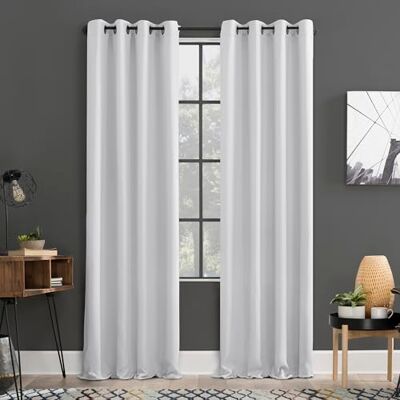 Sun Zero Soho 2-pack energiezuinige verduisterende doorvoertule gordijnpaneel paar, 54" x 108", wit Sun Zero Soho 2-pack energiezuinige verduisterende doorvoertule gordijnpaneel paar, 54" x 108", wit