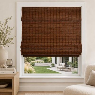 Chicology Bamboejaloezieën, bamboeschermen, vouwgordijnen voor ramen, vouwgordijnen voor thuis, bamboeschermen voor patio, jaloezieën en gordijnen, vensterrolgordijn, eland (verduisterd) 86,5 cm W x Echt geweven bamboe, draadloze lift, bijpassende volan Chicology Bamboejaloezieën, bamboeschermen, vouwgordijnen voor ramen, vouwgordijnen voor thuis, bamboeschermen voor patio, jaloezieën en gordijnen, vensterrolgordijn, eland (verduisterd) 86,5 cm W x Echt geweven bamboe, draadloze lift, bijpassende volan