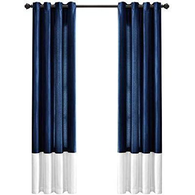 Lush Decor Wit/Navy Prima Gordijnen Panel Set voor Woonkamer, Eetkamer, Slaapkamer (Paar), 54 x 84 inch, Wit en Navy (16T004289) Lush Decor Wit/Navy Prima Gordijnen Panel Set voor Woonkamer, Eetkamer, Slaapkamer (Paar), 54 x 84 inch, Wit en Navy (16T004289)
