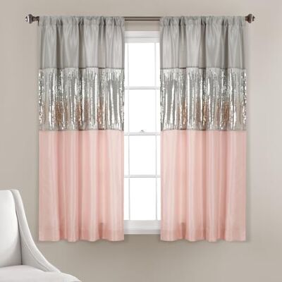 Lush Decor Night Sky gordijn, enkel, 106,5 x 160 cm (b x l), grijs en blush, pailletten gordijnen,glitter en kleurblokontwerp, modern glam decor, korte gordijnen voor slaapkamer en woonkamer Lush Decor Night Sky gordijn, enkel, 106,5 x 160 cm (b x l), grijs en blush, pailletten gordijnen,glitter en kleurblokontwerp, modern glam decor, korte gordijnen voor slaapkamer en woonkamer