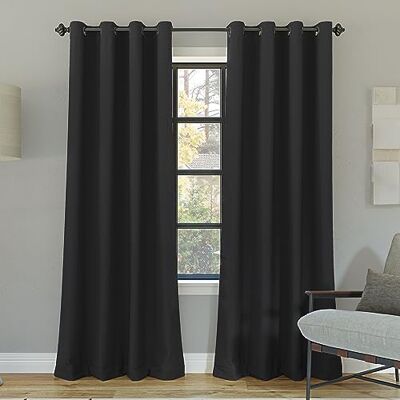Sun Zero Nordic 2-Pack Theater Grade Ruisonderdrukkende Extreme 100% Verduisterende Doorvoertule Gordijn Panel Paar, 52" x 96", Kolen Sun Zero Nordic 2-Pack Theater Grade Ruisonderdrukkende Extreme 100% Verduisterende Doorvoertule Gordijn Panel Paar, 52" x 96", Kolen